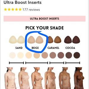 Boombas sticky bra/inserts BRAND NEW IN BOX, NEVER WORN, size D.  Color beige.